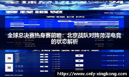全球总决赛热身赛前瞻：北京战队对阵菏泽电竞的状态解析